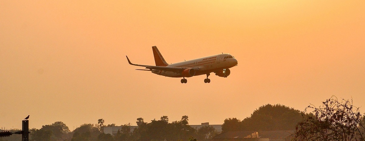 Patna: An Air India flight from Mumbai, carrying staff of Oil and Natural Gas Corporation, lands at Jay Prakash Narayan International Airport during the ongoing nationwide COVID-19 lockdown, in Patna, Friday, May 15, 2020. (PTI Photo)(PTI15-05-2020_000248B)