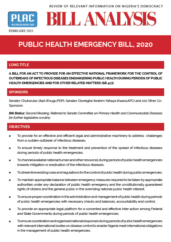 Analysis of Public Health Emergency Bill, 2020