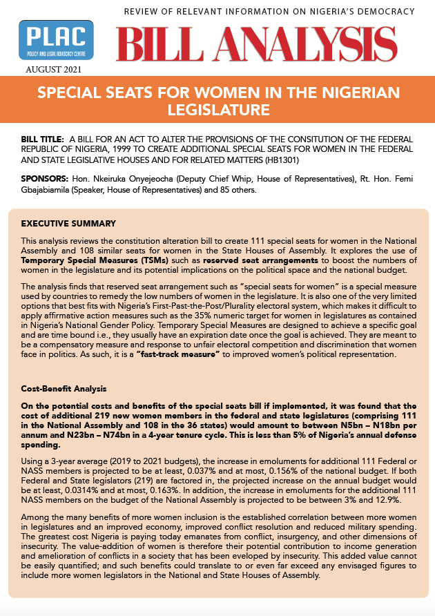 Special Seats for Women in the Nigerian Legislature