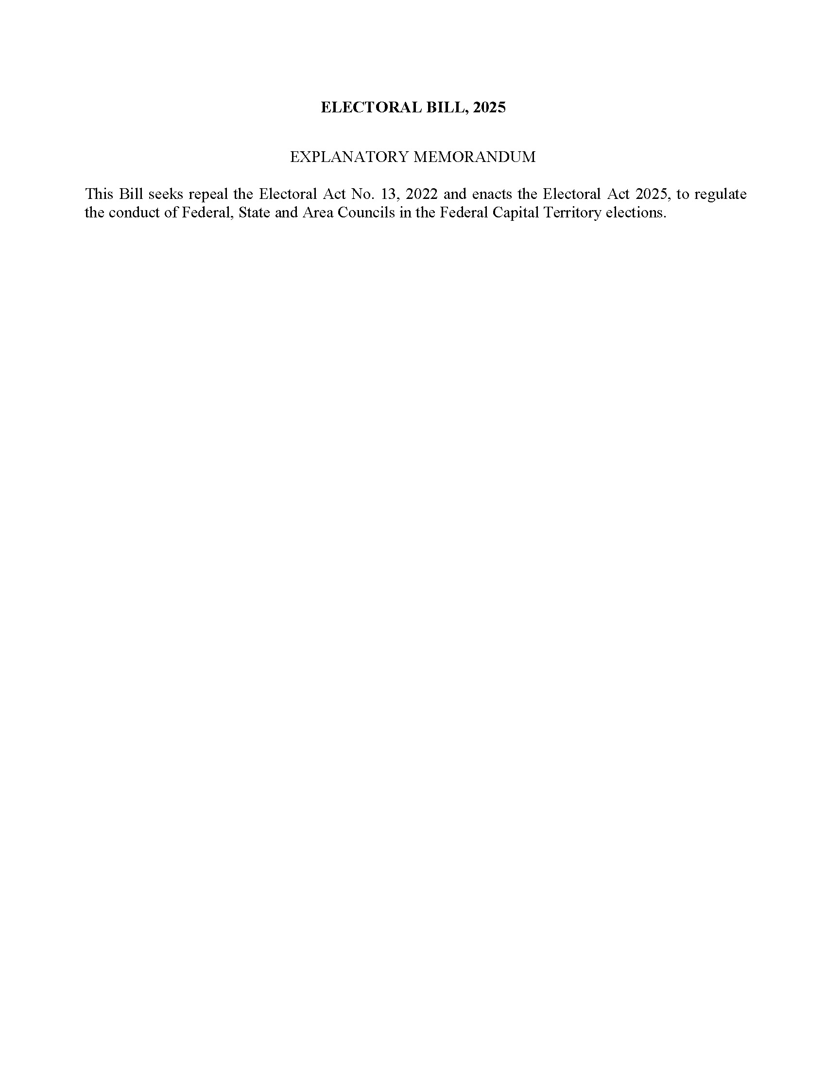 Electoral Bill, 2025