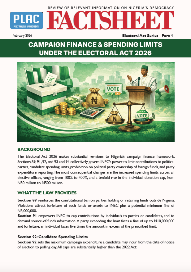 Campaign Finance & Spending Limits Under the Electoral Act 2026