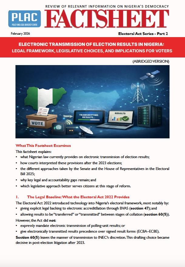 Electronic Transmission Of Election Results In Nigeria: Legal Framework, Legislative Choices, And Implications For Voters