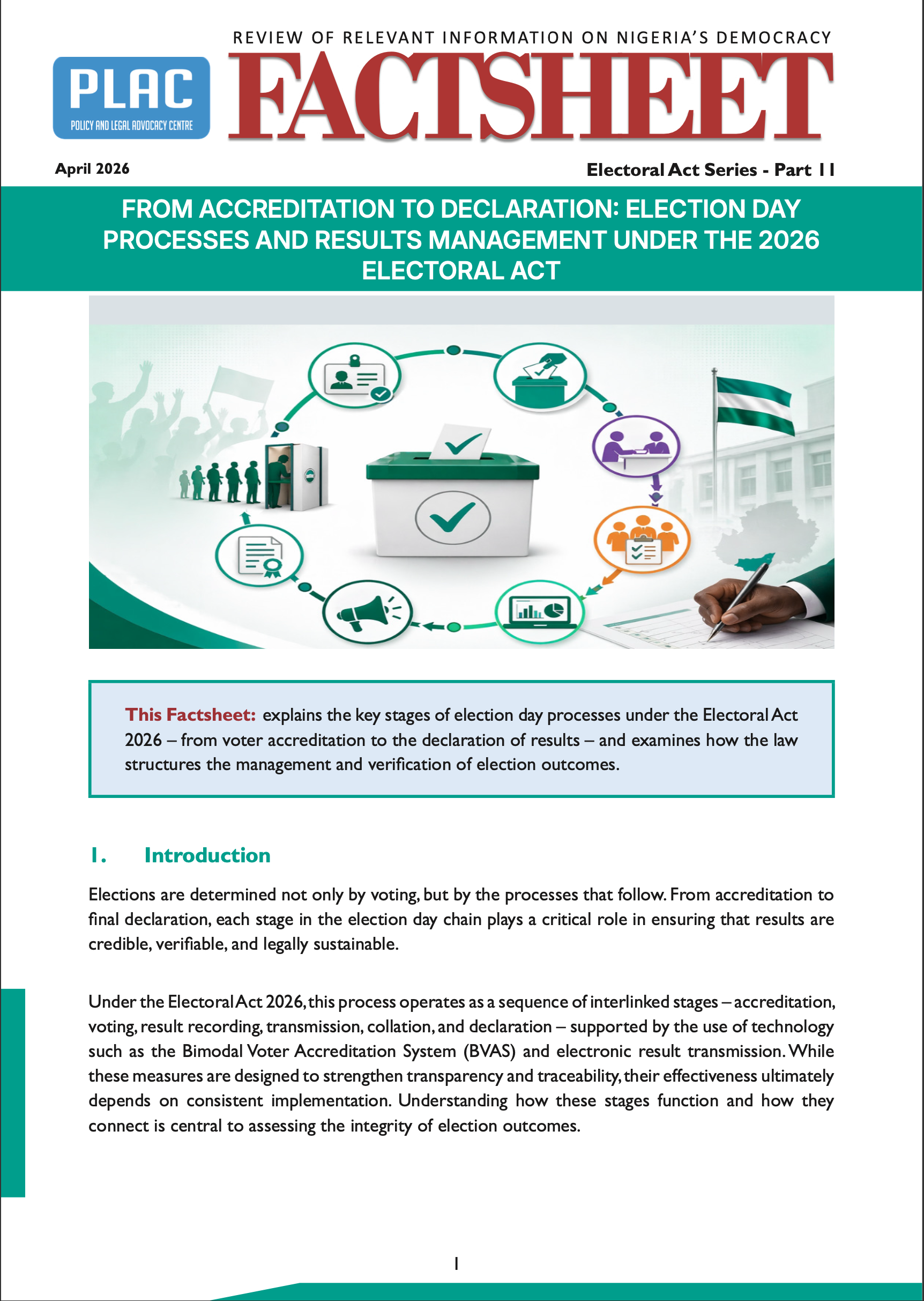 FROM ACCREDITATION TO DECLARATION- ELECTION DAY PROCESSES AND RESULTS MANAGEMENT UNDER THE 2026 ELECTORAL ACT